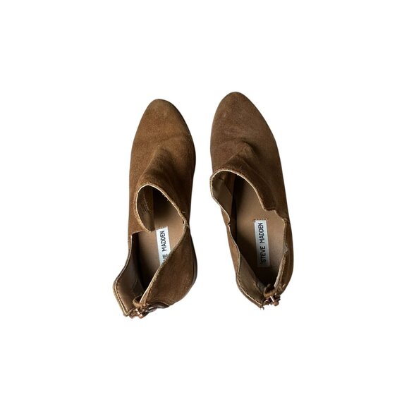 Steve Madden Raisie Ankle Booties Leather Brown Tan Suede Boots Women's 7.5 M - Picture 6 of 14